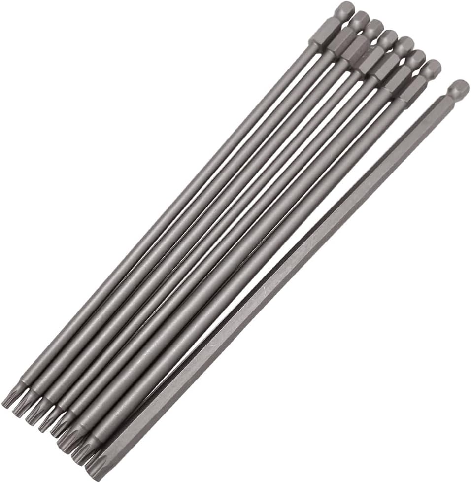 Jeu De 8 Embout Torx Long 200mm Hex Tige Tamper Proof Tournevis Torx Embouts Magnétiques T8, T10, T15, T20, T25, T27, T30, T40 Pour Tournevis Et Visseuse Électrique