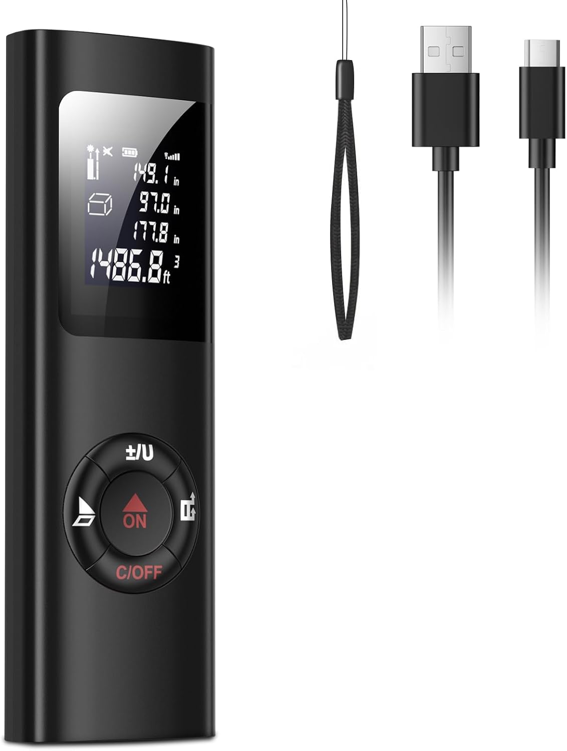 Lr01, Télémètre Laser 60m, Portable, Numérique, Mesure Distance, Surface, Volume, Fonction Pythagore, Ip54, Lcd Rétro-éclairage, Rechargeable Usb