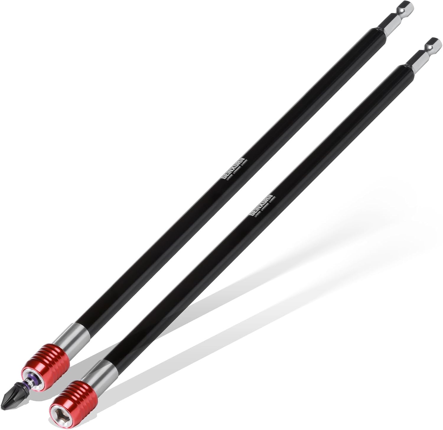2 Porte-embouts À Choc Extra Longs De 300 Mm, Rallonge Magnétique À Changement Rapide Pour Embouts De Tournevis, Tige Hexagonale En Acier Cr-v, Avec Embout Pz2 De 25 Mm