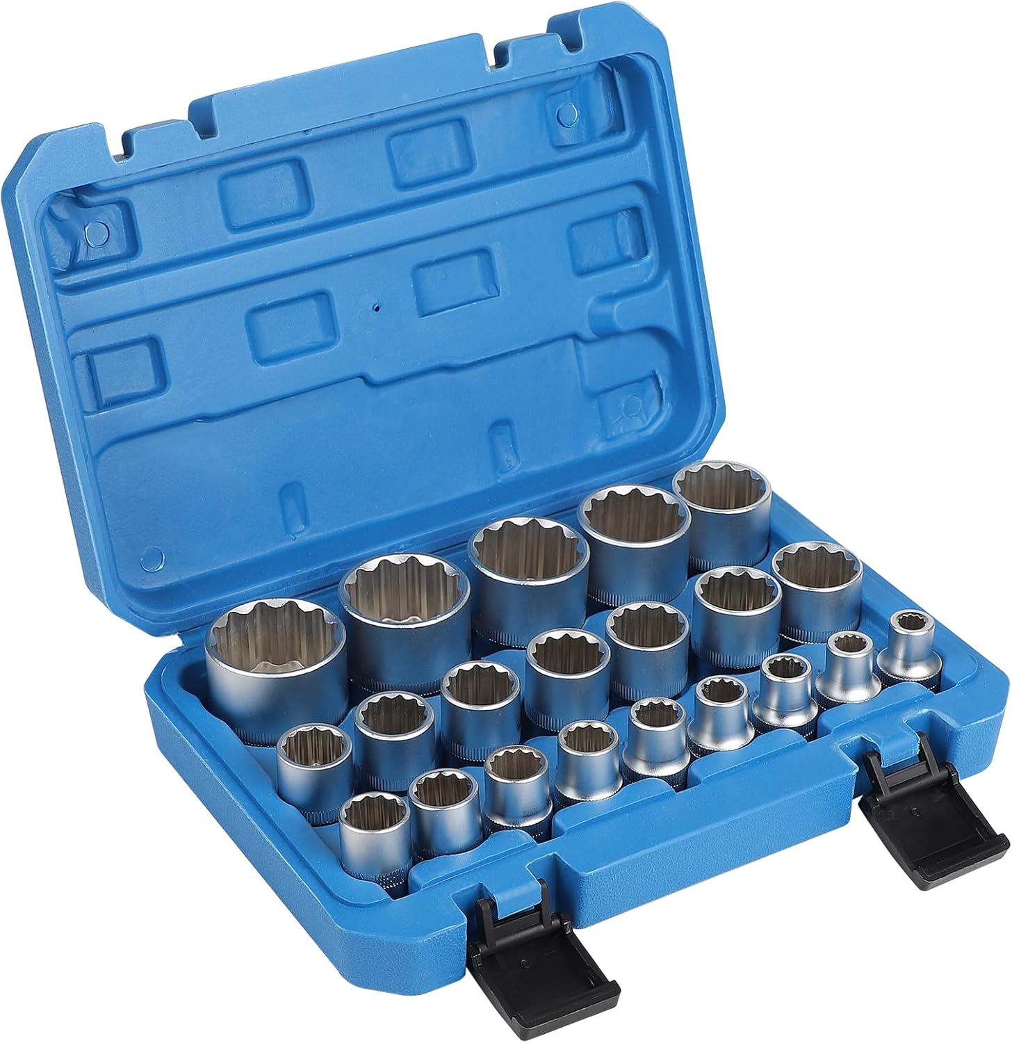 21 Pcs Jeu De Douiles 12 Pans 1/2 8-36mm, Clé À Douille 12 Pans 1/2 Jusqua 36mm Acier Cr-v, Avec Un Étui Solide Et Facile À Ranger