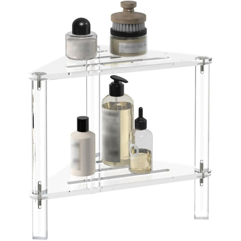 Tabouret De Douche D'Angle En Acrylique Pour Pieds De Rasage 31 X 31 X 30 Cm (d X L X H), Repose-pieds De Douche Triangulaire Avec Étagère De Rangement, Très Résistant, Pour Douche