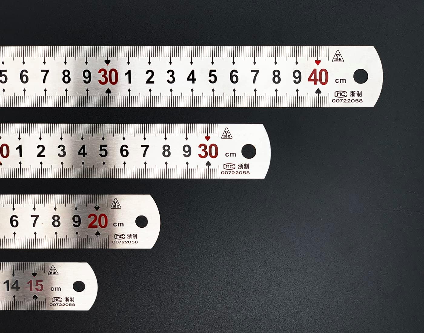 Lot De 4 Acier Inoxydable Règle 40cm, 30cm, 20cm, 15cm Règle Inox Avec Métrique Et Impérial Double Face Pour La Menuiserie Et Le Maquettisme, La Peindre Et La Mesure