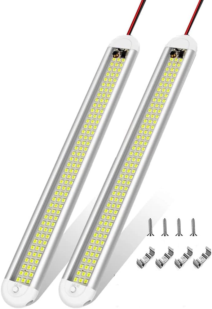 2 Pcs Reglette Led 12v, 120 Led Barre De Lumière Intérieure Avec Interrupteur, Éclairage Utilitaire Pour Camping-car, Caravane, Bateau, Cuisine, Salle De Bain, Chambre