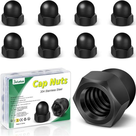 Lot De 10 Écrous À Chape M12 Noir, Bolatus Haute Forme Écrous À Chape Hexagonaux De Haute Qualité, Écrous À Capuchon En Acier Inoxydable Pour Vis Tiges Filetées Et Boulons Filetés, Écrou Borgne Moto