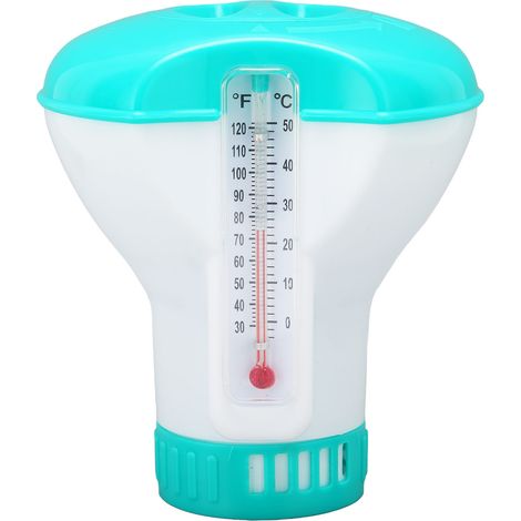 Spa Chemical Dispenser With Thermometer, Reusable Float For Pool Chlorine Tablets, Lake Blue