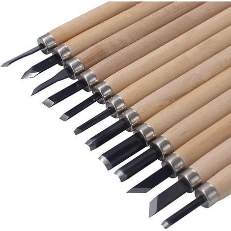 Wood Carving Knife Set, 12 Pieces. Craft Sculpture Carving Tools, Carving Knife, Rubber Stamps For Beginner Students