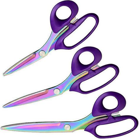 Craft Scissors Set, 3 Pack, All-purpose Scissors With Sharp Titanium Blades, Soft Rubber Grip Handle, Ideal Multipurpose Fabric Scissor Tool