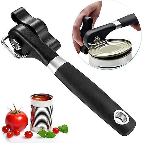 Can Opener, Manual Can Opener, Safe Cutting, No Sharp Edges, Black Can Opener, Creative Bottle Opener For Home Use