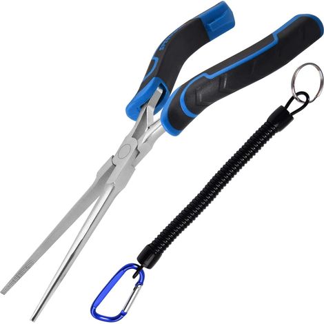 7 Pouces Mini Longue Aiguille Nez Pince Avec Poignée Confort - Mince Mâchoire Extra Longue Aiguille Nez Pince Avec Cordon À Mâchoire Dentelée Pour La Fabrication De Bijoux, L’emballage De