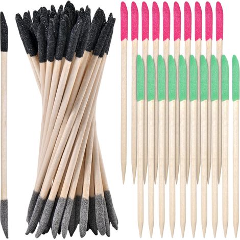 60 Pcs Bâtons De Ponçage Bâtons D’allumettes À Double Fin Brins De Ponçage Détails Fins Bâtons De Polissage Détails Fins Outils De Ponçage Pour Les Espaces Serrés Modèles En Plastique Bois
