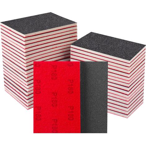 Éponges Abrasives,20 Pièces Grain 180 Papier Abrasif Utilisable À Sec Et À L'Eau Adapté Au Bois, À L'Artisanat, Aux Cloisons Sèches, Au Métal, À La Réparation De Carrosserie