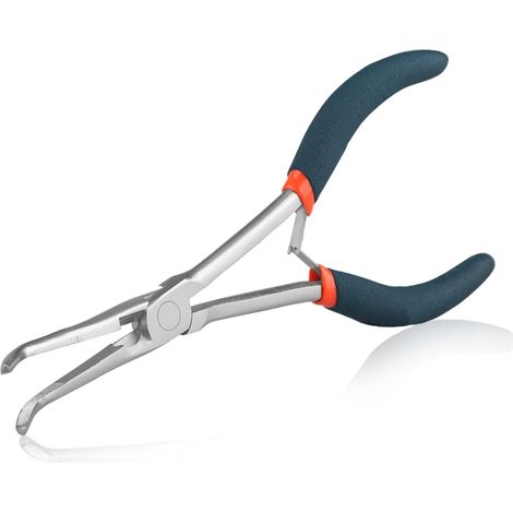 Pince À Bec Aiguille Longue Portée Avec Mâchoires Dentelées - Pince Coudée Pour Les Espaces Difficiles À Atteindre - Fabrication De Bijoux
