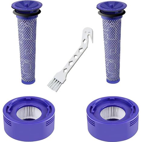 Kit De 4 Filtres De Rechange Pour Aspirateurs Dyson V8 Absolute, V7 Absolute, V7 Motorhead Et V7 Animal. Comprend 2 Filtres Pour Le Moteur Et 2 Préfiltres Hepa. Équivalent Aux Références Dy-96566101 E