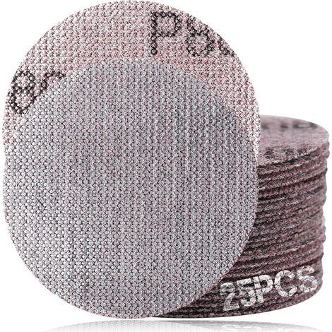 3 Pouces 80 Grit Mesh Disques De Ponçage Abrasif Sans Poussière, Pratiquement Sans Poussière, Boîte De 25 Disques, Disques De Ponçage Crochet Et Boucle Pour Le Métal, Le Bois, Les Composites