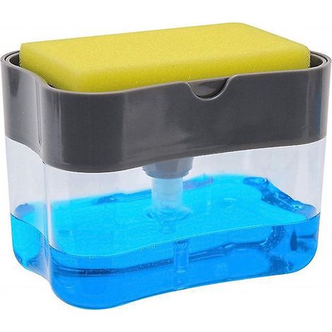 2-in-1 Kitchen Soap Dispenser With Sponge Holder, Soap Dispenser, Dishwashing Sponge, Kitchen Soap Dispenser, Fiber Holder, Soap Saver