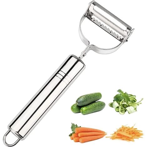 2-in-1 Manual Fruit And Vegetable Peeler And Grater For Kitchen Use, High Edge (stainless Steel)