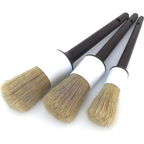 Sets Of Ultra-soft Car Detailing Brushes, 3-piece Set, Perfect For Washing Emblems, Wheels, Interior Upholstery Air Vents, No Metal Brush Parts