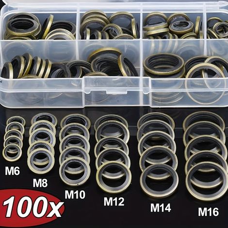Kit De 100 Pièces De Joints D'Étanchéité En Caoutchouc - Joints En Caoutchouc Multi-tailles Pour Les Réservoirs D'Huile Automobiles Et De Camions (m6/m8/m10/m12/m14)
