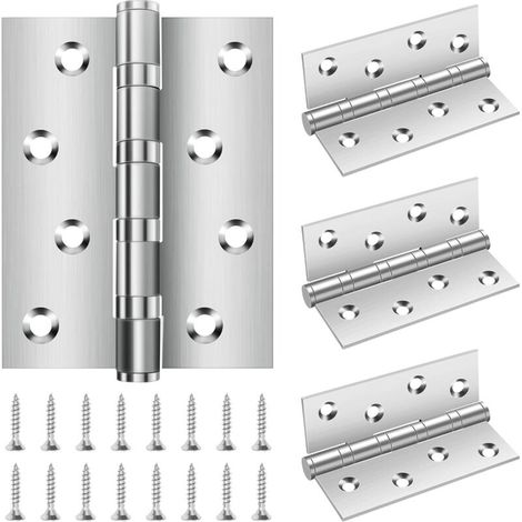 Lot De 4 Charnières En Bolatus Pour Charges Lourdes - 100 × 76 × 13 Mm - Charnières Pliables En Acier Inoxydable Avec 8 Trous - Avec Vis - Charnières Pour Portes Massives - Pour Porte De Jardin