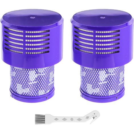 Lot De 2 Filtres De Rechange V10 Pour La Série Dyson V10 Cyclone - V10 Absolute - V10 Animal - V10 Total Clean - Sv12 - Remplace La Référence 969082-01 - 2 Filtres Et 1 Brosse De Nettoyage.