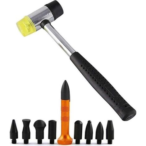 Xepho 10-teiliges Set Zur Lackschadenfreien Ausbeultechnik. Enthält Gummihammer Und Stempel. Zur Ausbeulung Von Auto- Und Kühlschranktüren.