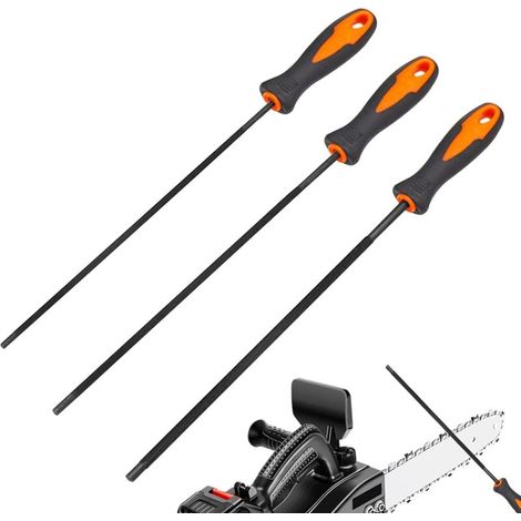 Xepho Kettensägenfeile, 3-teiliges Kettensägenfeilset, Zum Schärfen Von Kettensägenketten, Mit Griff, 3 Rundfeilen In Den Größen 4,0 Mm, 4,8 Mm Und 5,5 Mm, Geeignet Für Kettensägen