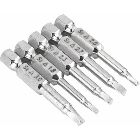 Xepho 5-teiliges Magnetisches Dreikant-schraubendreherbit-set Aus S2-stahl, 1,8 Mm, 2 Mm, 2,3 Mm, 2,7 Mm, 3 Mm, 6,35 Mm Sechskantschaft, 50 Mm Länge