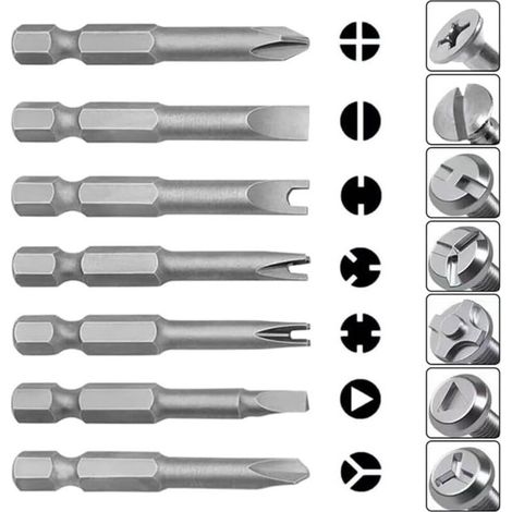 Xepho 13-teiliges Set Spezial-schraubendreherbits Aus Magnetischem Stahl: 1/4"-sechskant, Kreuzschlitz, U-förmig, Y-förmig, Tri-point