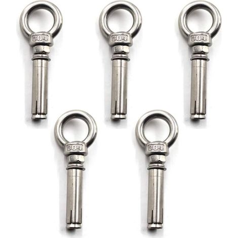 Xepho Spreizdübel, Stahlhülse, Ösenschraube Aus Edelstahl 304, Betondübel, Ösenschraube, Dübel, Bolzen, 5er-pack (m6 X 70 Mm)