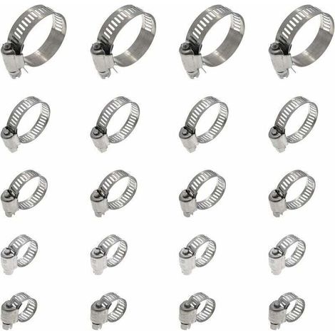 Xepho 20-teiliges Schlauchschellen-set, Verstellbare Schlauchschellen 16-25 Mm, Schlauchschellen Aus Edelstahl 304, Metallschlauchschellen, Für Schläuche, Gasleitungen, Wasserleitungen, Kabel Und Wass