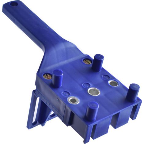 Xepho 1-teilige Dübelbohrlehre, Holzdübelbohrführung Mit Parallelanschlag, Dübelbohrlehren-set Mit Dübelzentrierung 6 Mm/8 Mm/10 Mm (blau)