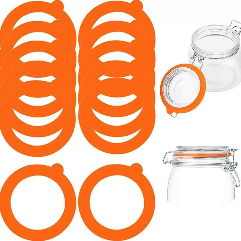 Gummidichtungen Für Einmachgläser, Orange, 95 X 73 Mm, 12er-pack. Ersatz-silikondichtungen. Perfekte Abdichtung.