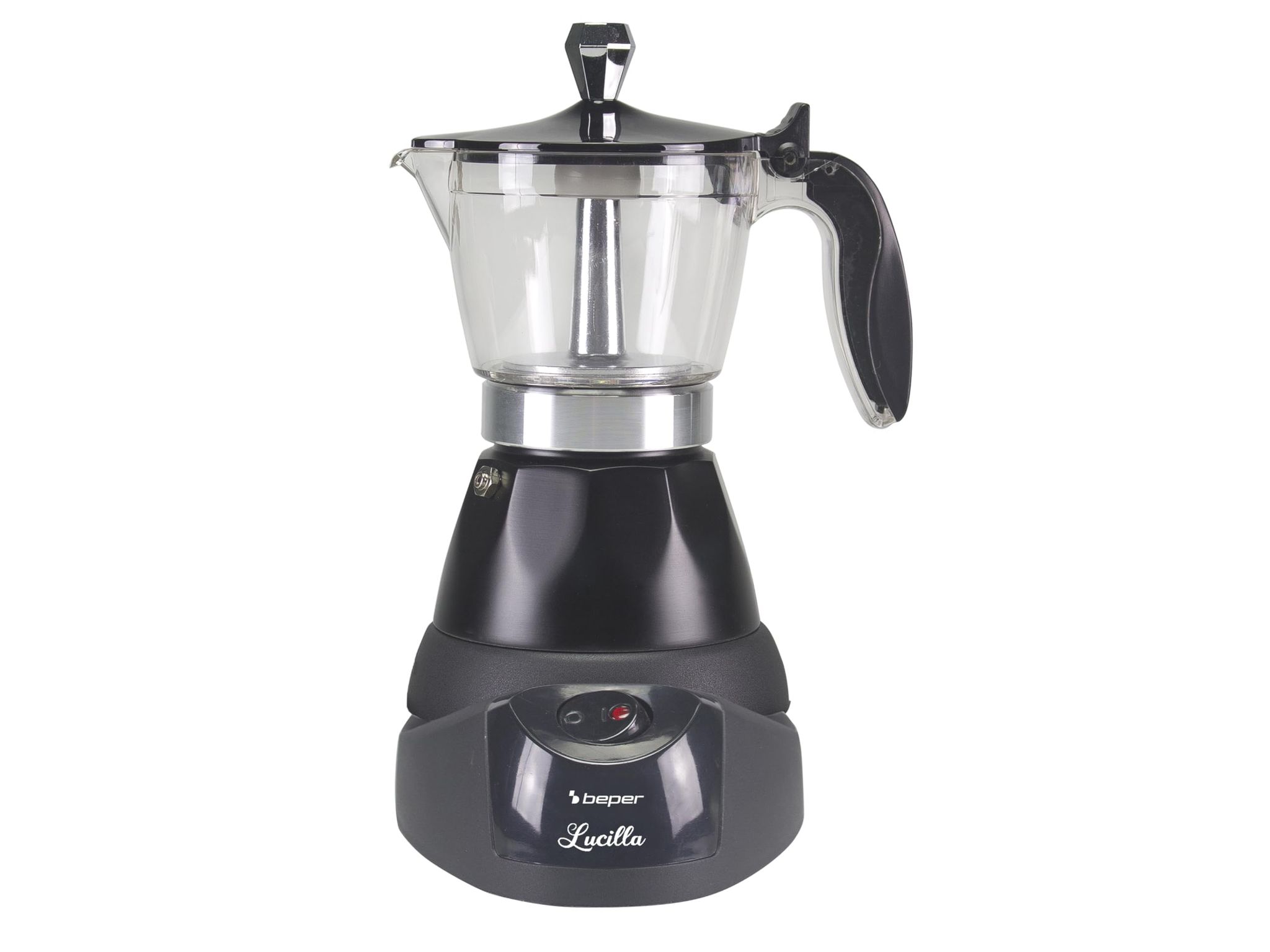 Beper Bc.040n Elektrische Kaffeemaschine – Elektrische Espressokanne, 3 Tassen Fassungsvermögen, 1-tassen-reduzierstück, 30 Minuten Warmhaltefunktion, Schwarz