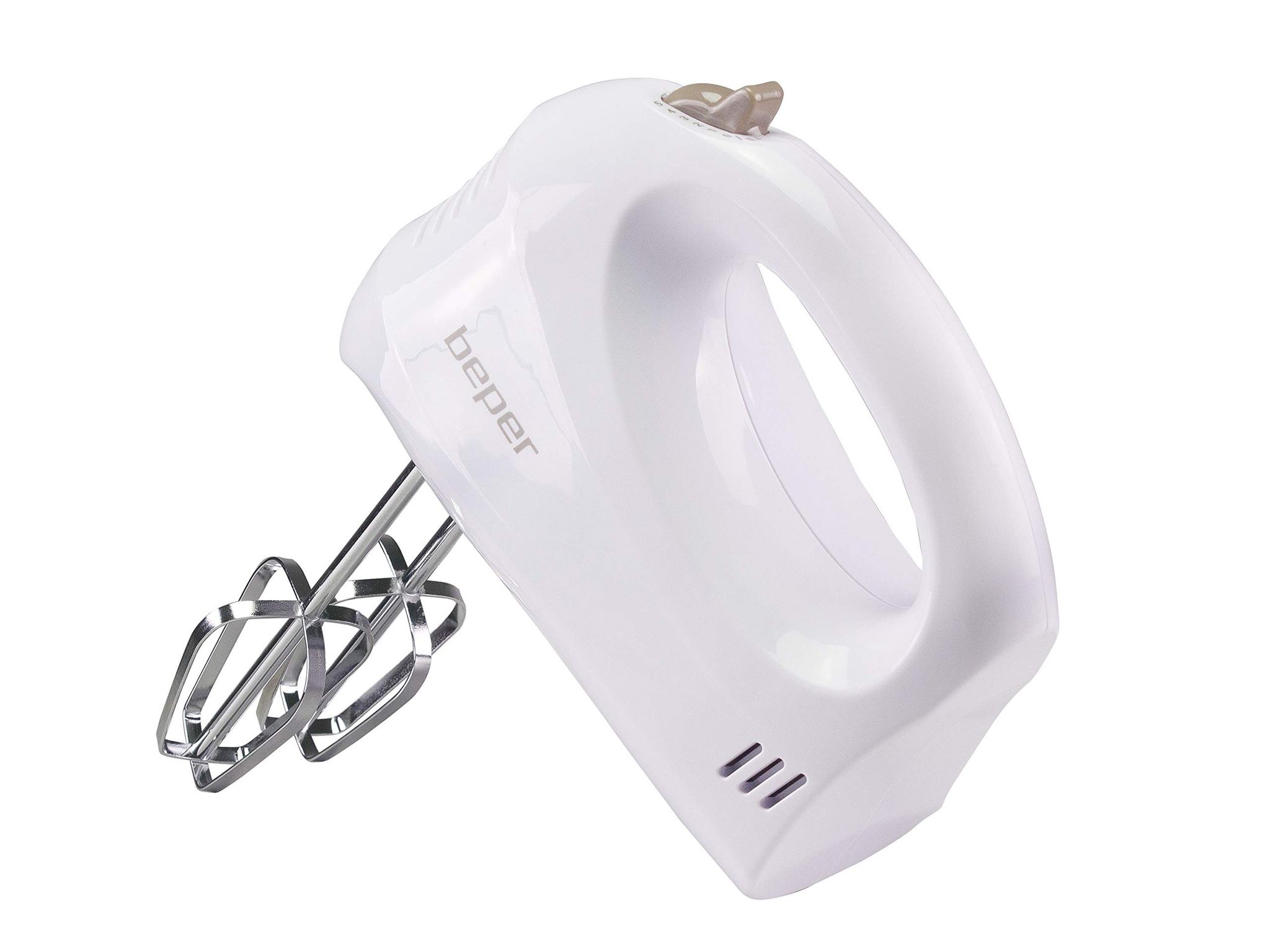 Beper Bp.304 Elektrischer Mixer Mit Rührbesen, 150 W, 70 Dezibel, Abs/chromstahl, 5 Geschwindigkeitsstufen, Taubengrau-weiß