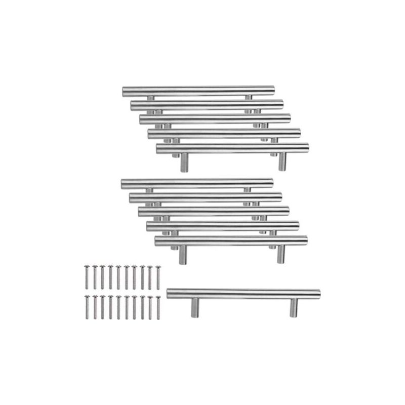 Set Mit 10 Silbernen Küchenschrankgriffen, 128 Mm, Edelstahl, Möbelgriffe Ls201bss128