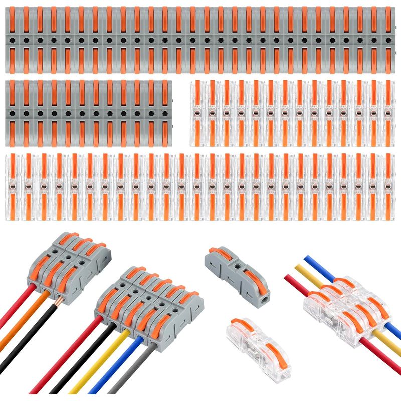 Packung Mit 150 Elektrischen Steckverbindern, Elektrischen Armaturen Mit Bedienhebel, Zweiadrigen Leitern, Schnellverbindern Für Kabelverbindungen