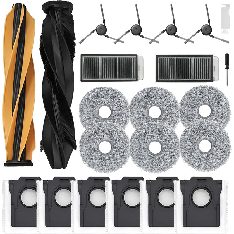 22-teiliges Zubehörset Für Dreame X50 Ultra Complete/l50 Pro Ultra/x50 Master/l40s Pro Ultra/mova V50 Ultra Complete: 1 Hauptbürste, 6 Staubbeutel, 6 Wischpads, 2 Filter, 4 Reinigungsbürsten