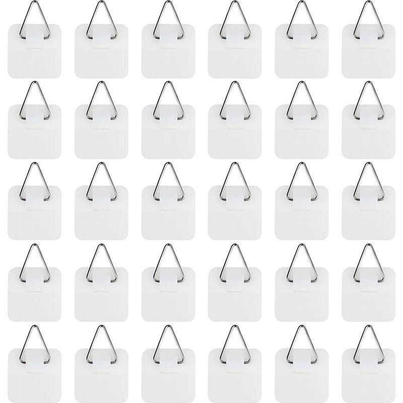30 Selbstklebende Bilderhaken, Wandhaken Für Bilderrahmen, Stabile Haken Bis Max. 5 Kg, Einfache Montage Ohne Werkzeug (großes Quadrat)