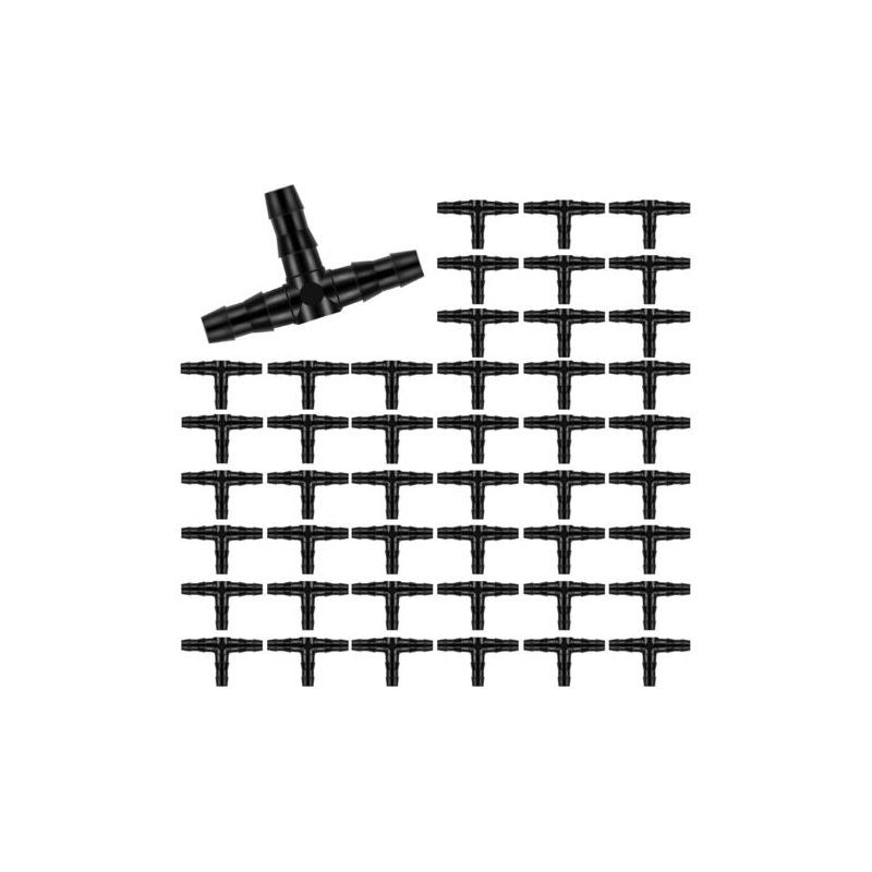 Packung Mit 100 T-stücken Mit Widerhaken Für Tropfbewässerung, Universelle 1/2-zoll-t-stücke, Kunststoffverbinder Für Gartenschläuche, Schwarz (t-stück)