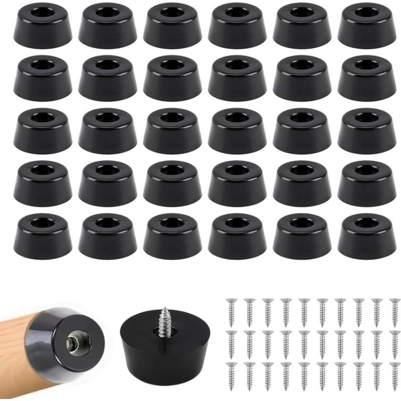 Set Mit 30 Schwarzen Gummimöbelfüßen 22x18x10mm Mit M4x16 Edelstahlschrauben, Runde Anti-rutsch-pads Für Schneidebretter, Tische, Stühle, Sofas, Gummibodenschoner
