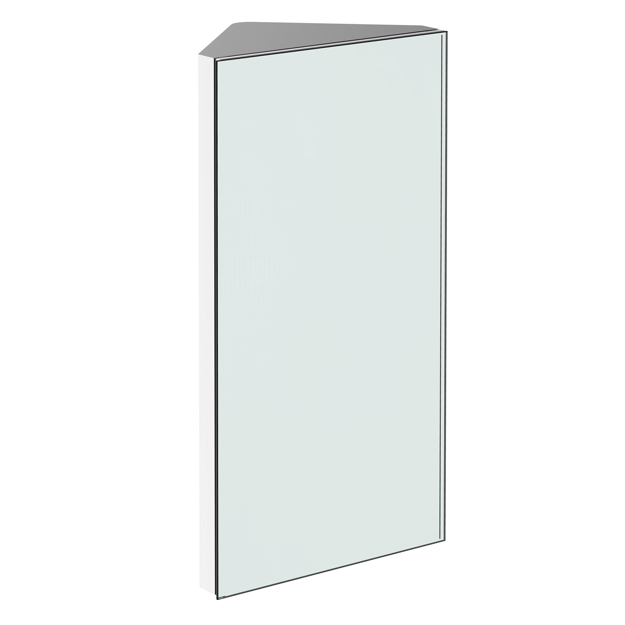 Eckbadezimmerschrank Mit Spiegel, Wandmontiertem Staufach Mit Magnetverschluss Und 3 Platzsparenden Ablagen, 60 X 30 X 18,4 Cm