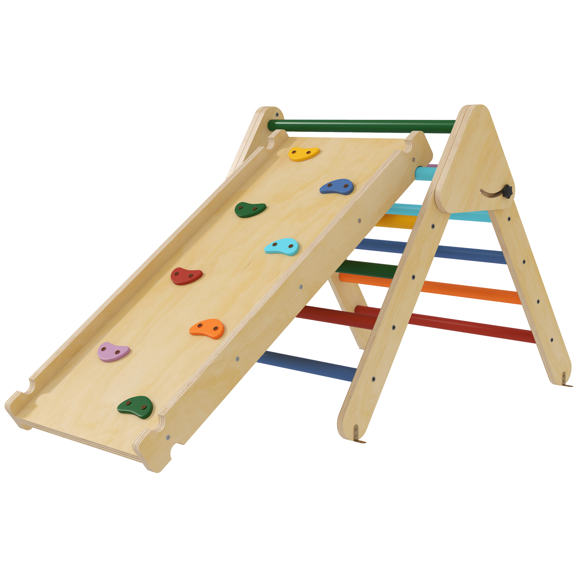 3-in-1 Kletterdreieck Für Kinder, Wendbare Kletterrampe Und Rutsche, Max. Belastung 50 Kg, 147 X 64,5 X 63 Cm, Mehrfarbig