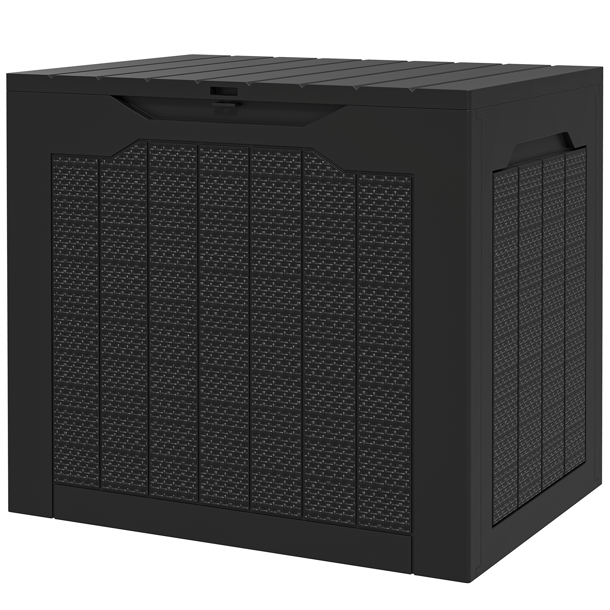 93-liter-gartenaufbewahrungsbox, Wasserdichte Truhe 56x41x50 Cm, Schwarz, Mit Eingelassenen Griffen
