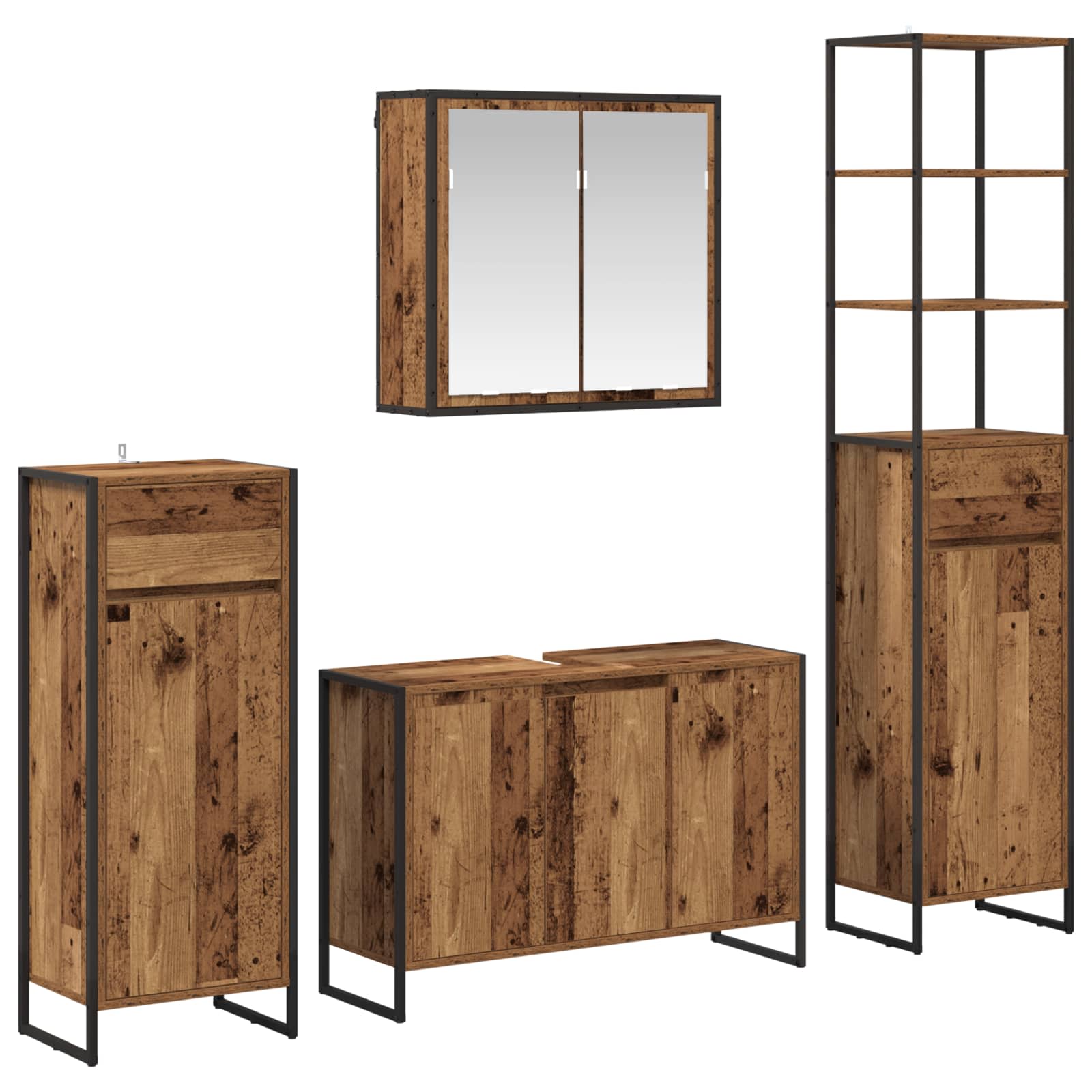 Badezimmermöbel-set 4 Stk. Altholz Holzwerkstoff Vidaxl