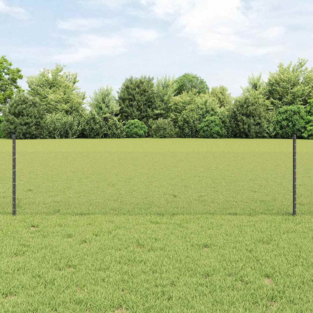 Zaun Mit Pfosten Grau 0,5 X 10 M Stahl Und Pvc