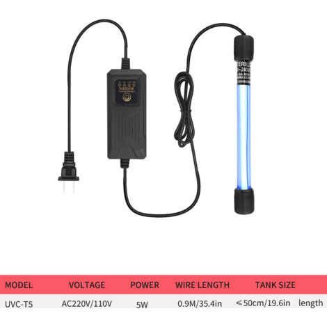 Lampe De Stérilisation Uv Avec Minuterie, Lampe Pour Aquarium, Lampe Submersible, Lampe Pour Bassin À Poissons, Lampe De Désinfection Ultraviolette