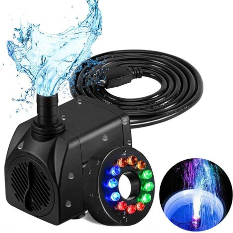 Pompe À Eau Submersible Led 16 W Pour Fontaine, Silencieuse Et Équipée D'Un Éclairage Intégré, Idéale Pour Aquarium, Piscine Et Jardin.