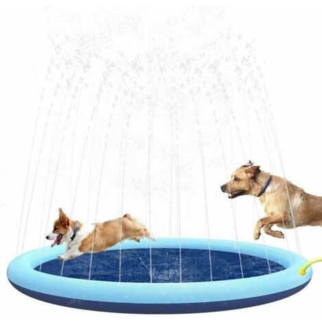 Piscine Gonflable De 170 Cm Avec Tapis Anti-éclaboussures Et Protection Pour Chiens Et Enfants, Antidérapante Et Résistante, Idéale Pour Les Animaux De Compagnie.