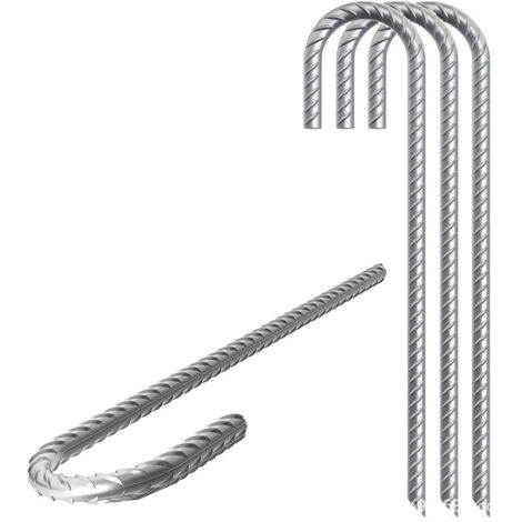 Lot De 4 Ancrages Au Sol, Piquets De Tente En Acier Galvanisé, Agrafes Avec Crochets En J, Ancrages En Acier Robustes Pour Trampolines De 12 Pouces.