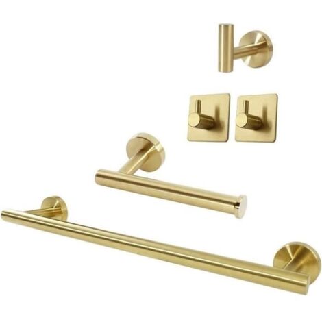 Ensemble D'Accessoires De Salle De Bain En Acier Inoxydable, Porte-serviettes, Doré-aquaforge
